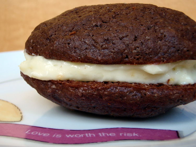 Cream cheese is a stunner as an icing and frosting. Here it is used to fill whoopie pies 
