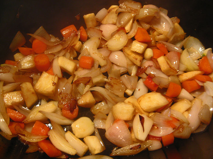 Baked celeriac with mixed vegetables