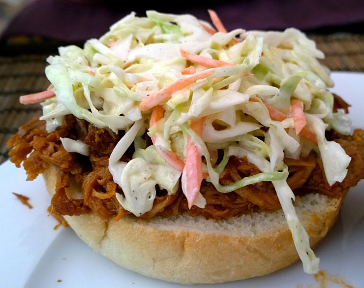 Nice creamy coleslaw added to caramelized onions - ready for the hamburger