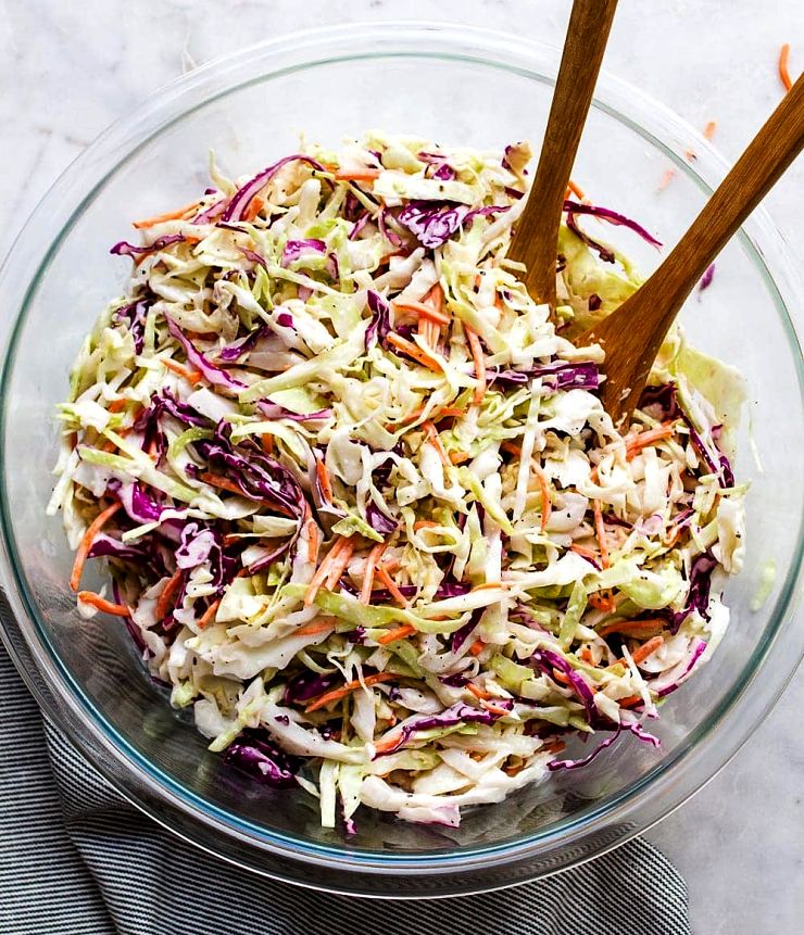 Beautiful creamy and healthy coleslaw ready to be served